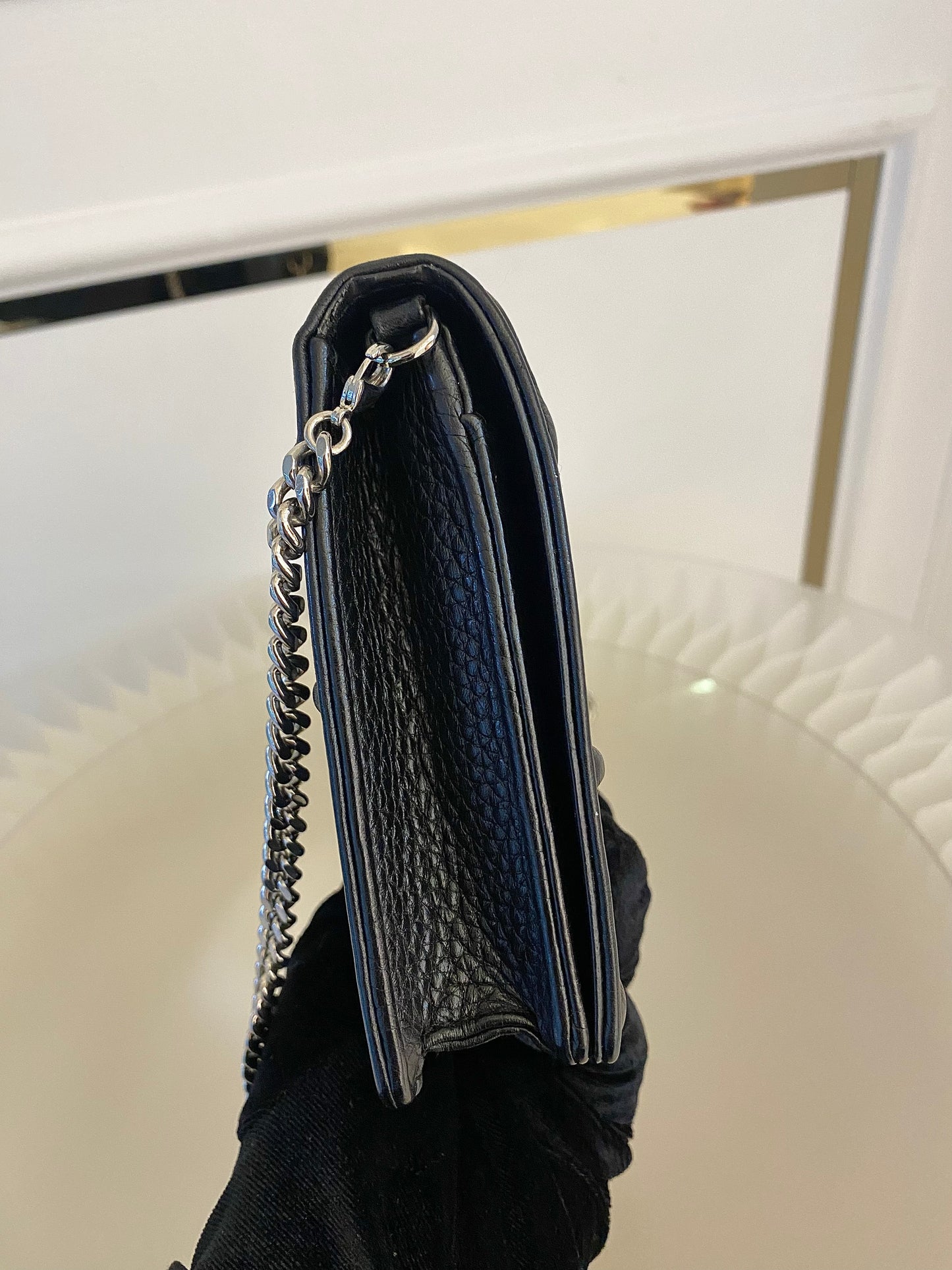 DIOR Diorama WOC Black Grained Leather