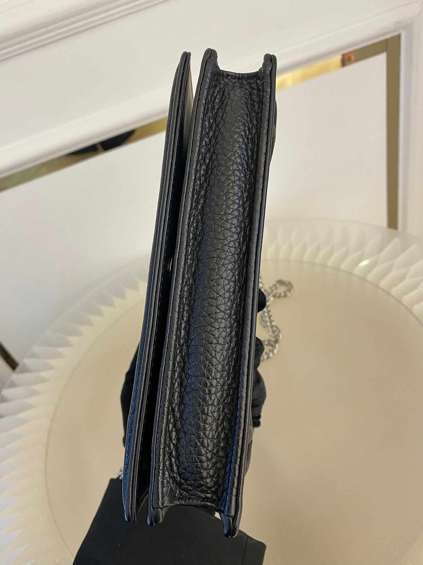 DIOR Diorama WOC Black Grained Leather