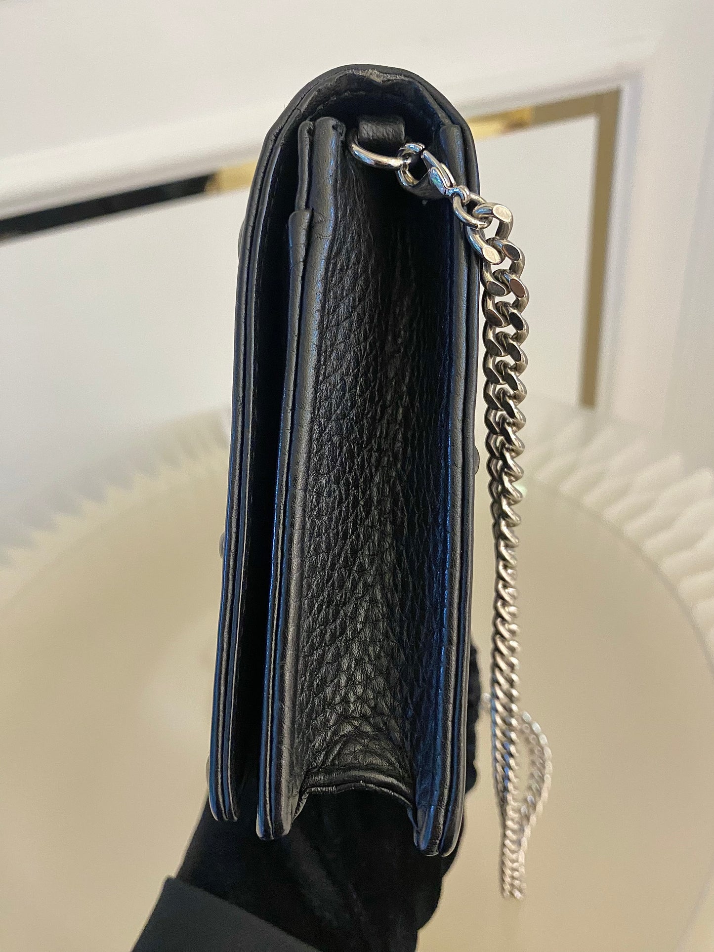 DIOR Diorama WOC Black Grained Leather