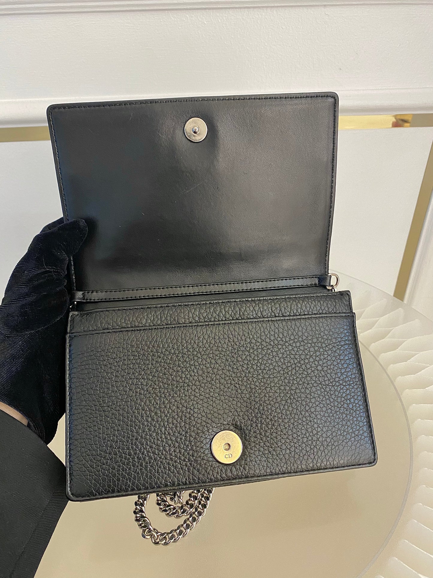 DIOR Diorama WOC Black Grained Leather