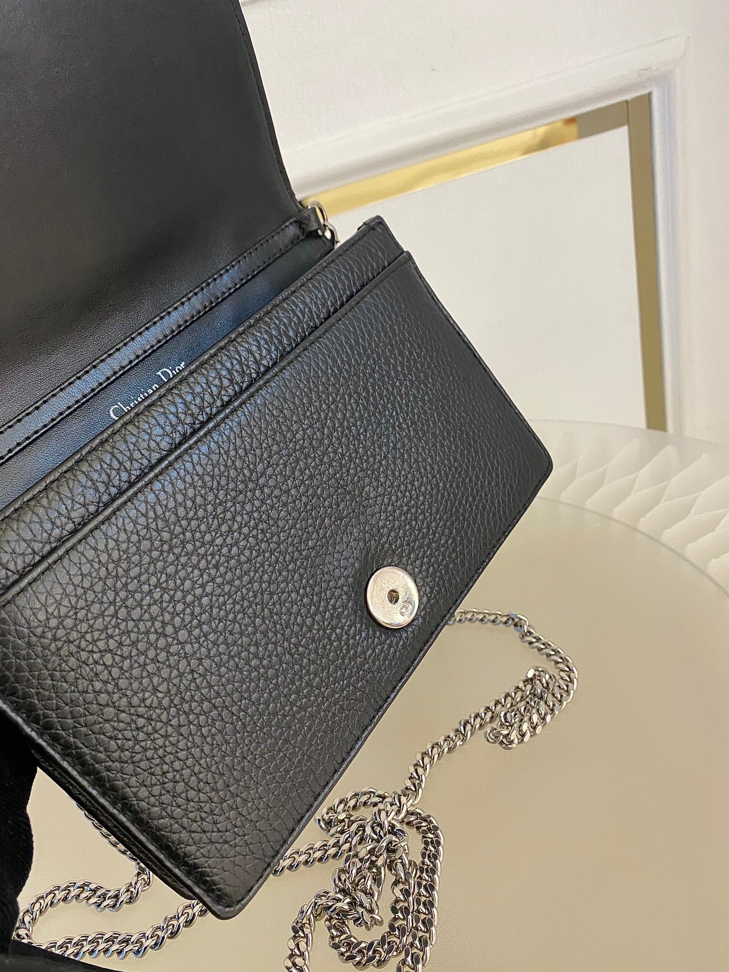 DIOR Diorama WOC Black Grained Leather