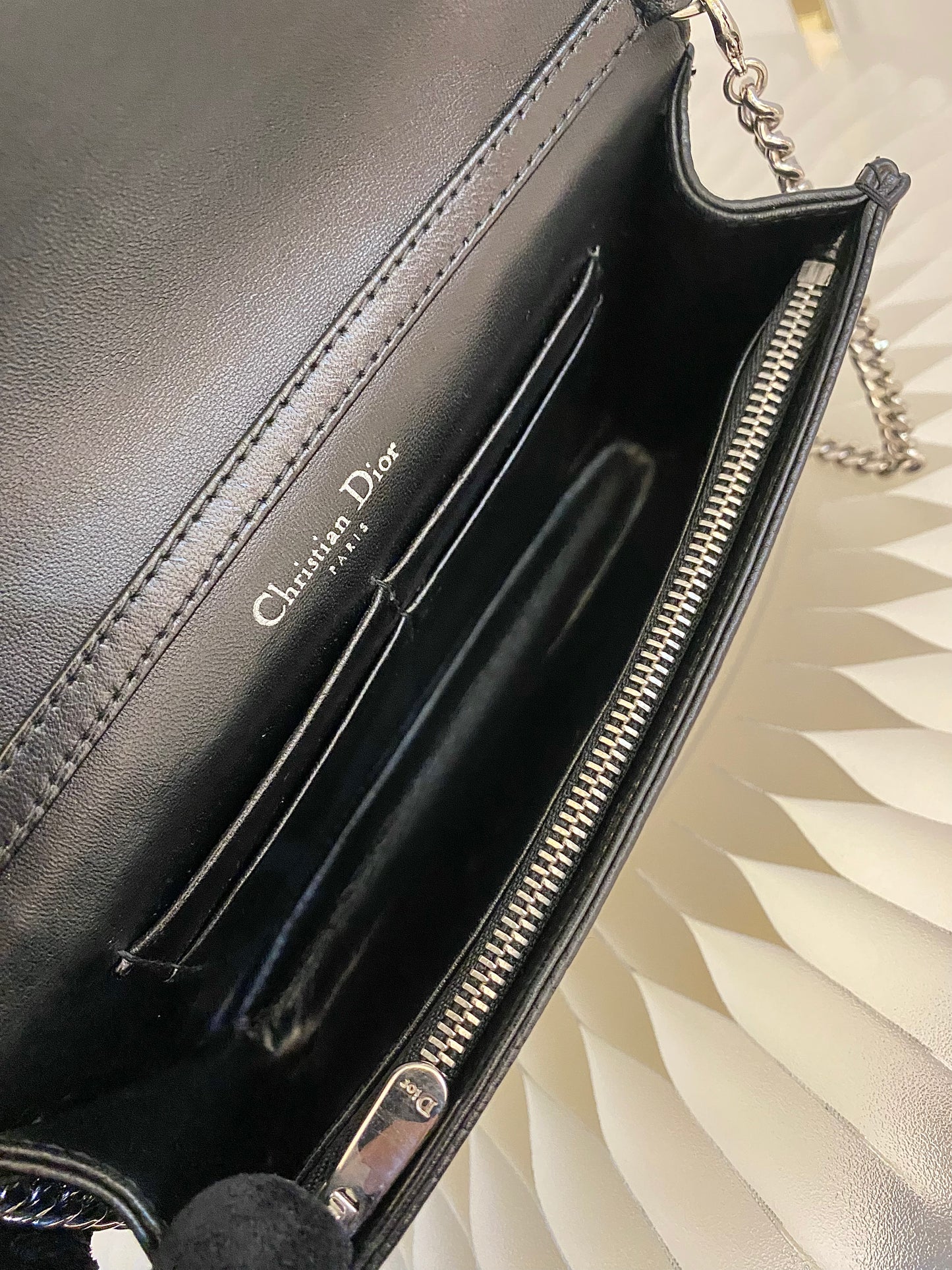 DIOR Diorama WOC Black Grained Leather