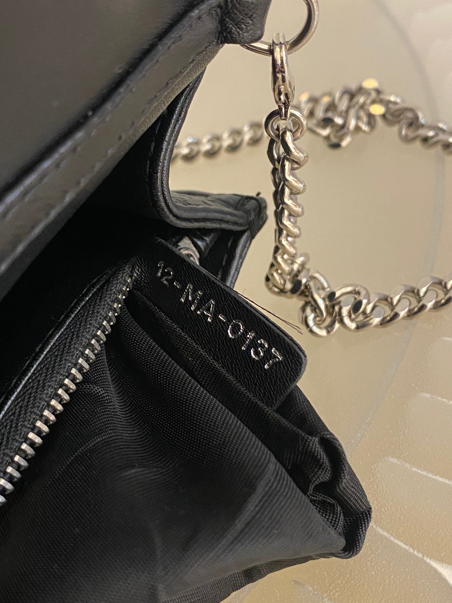 DIOR Diorama WOC Black Grained Leather