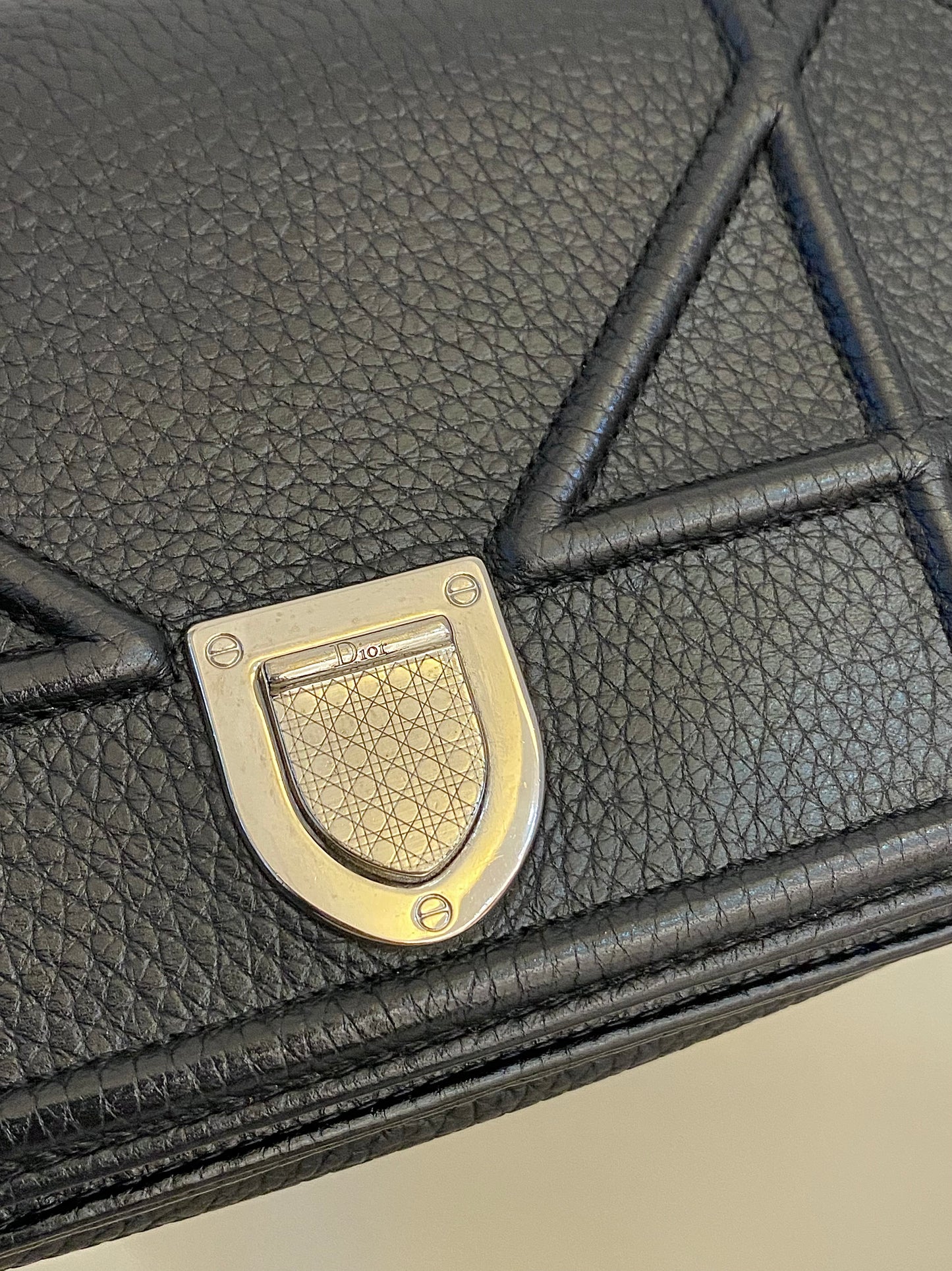 DIOR Diorama WOC Black Grained Leather
