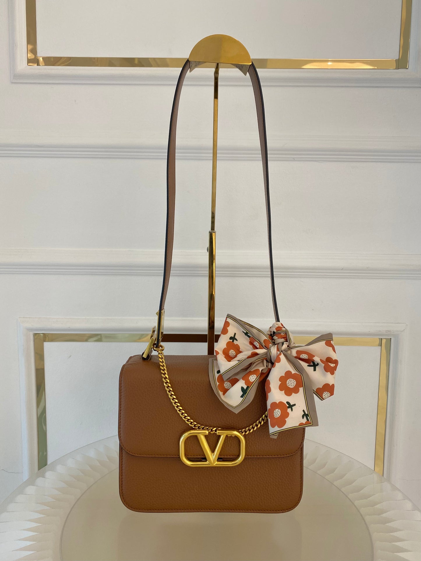 VLTN V Logo Sling Crossbody Pebbled Leather