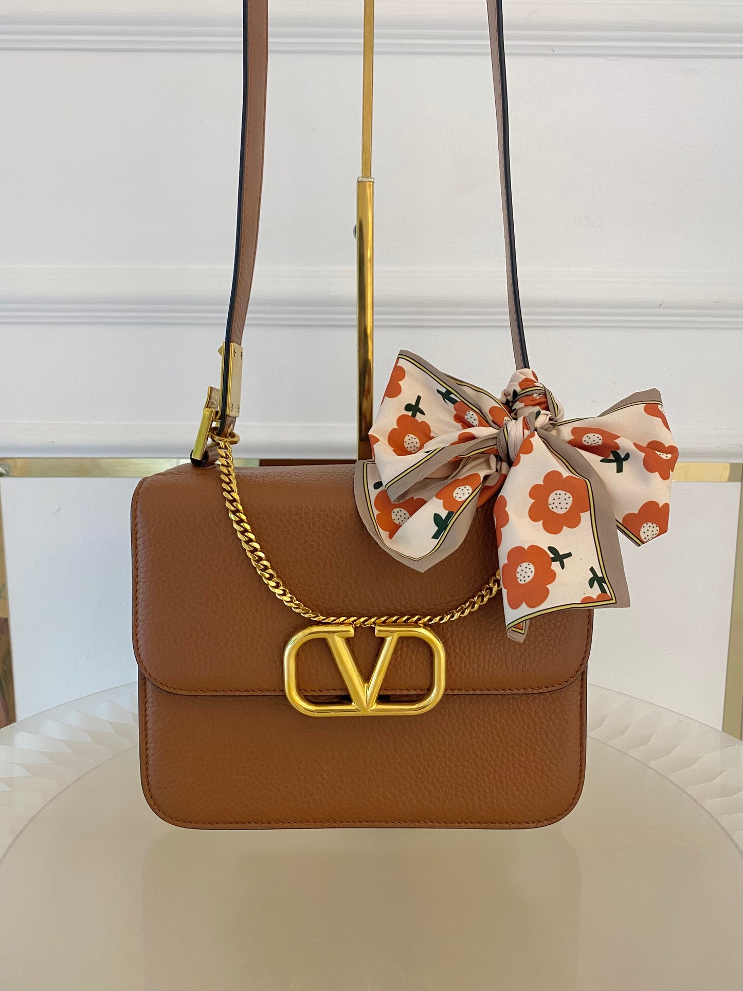 VLTN V Logo Sling Crossbody Pebbled Leather