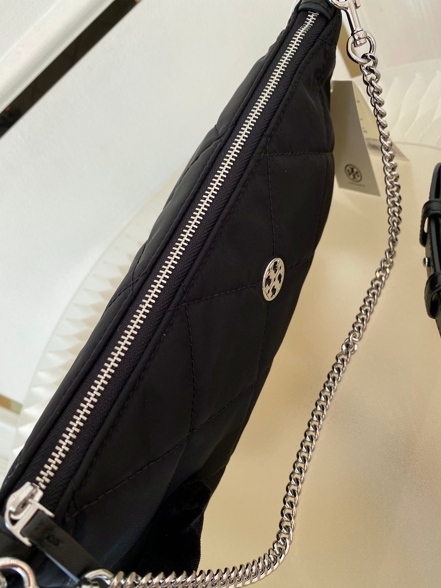 Tory Burch Willa Quilted Nylon Zip Shoulder Bag Brand