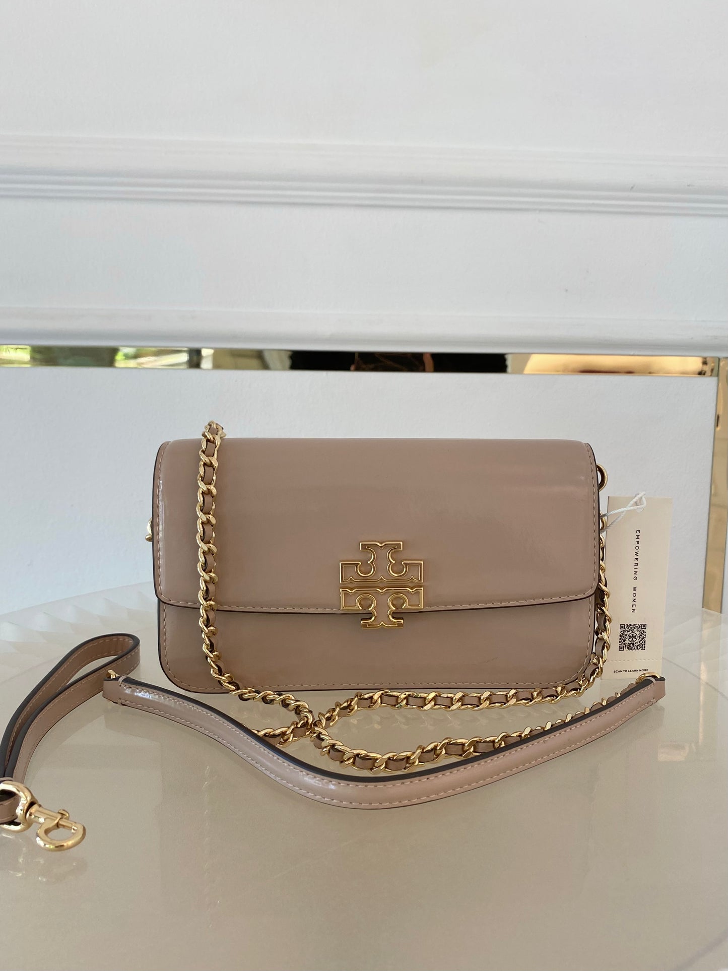 Tory Burch Britten Patent Chain Wallet