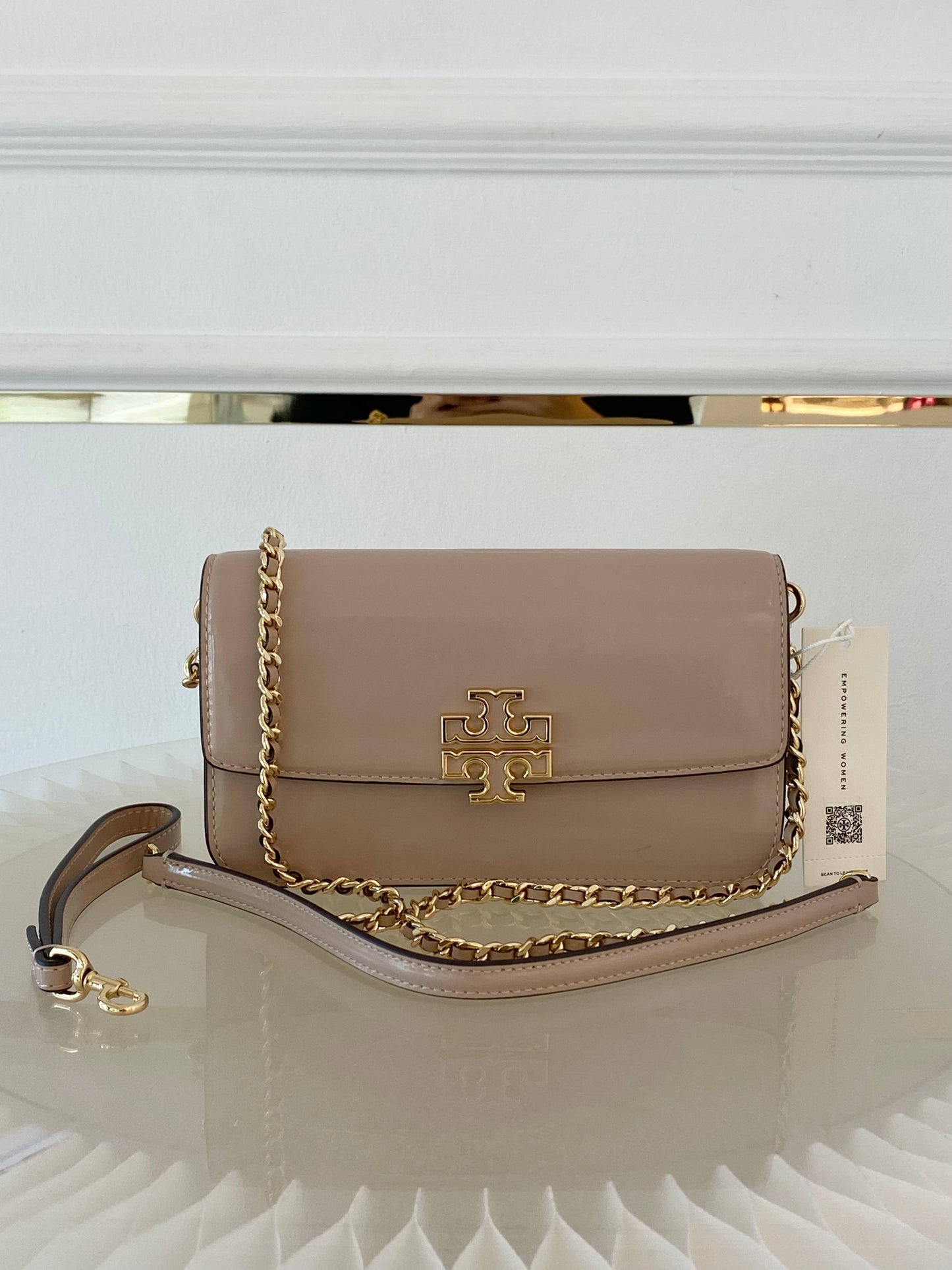 Tory Burch Britten Patent Chain Wallet