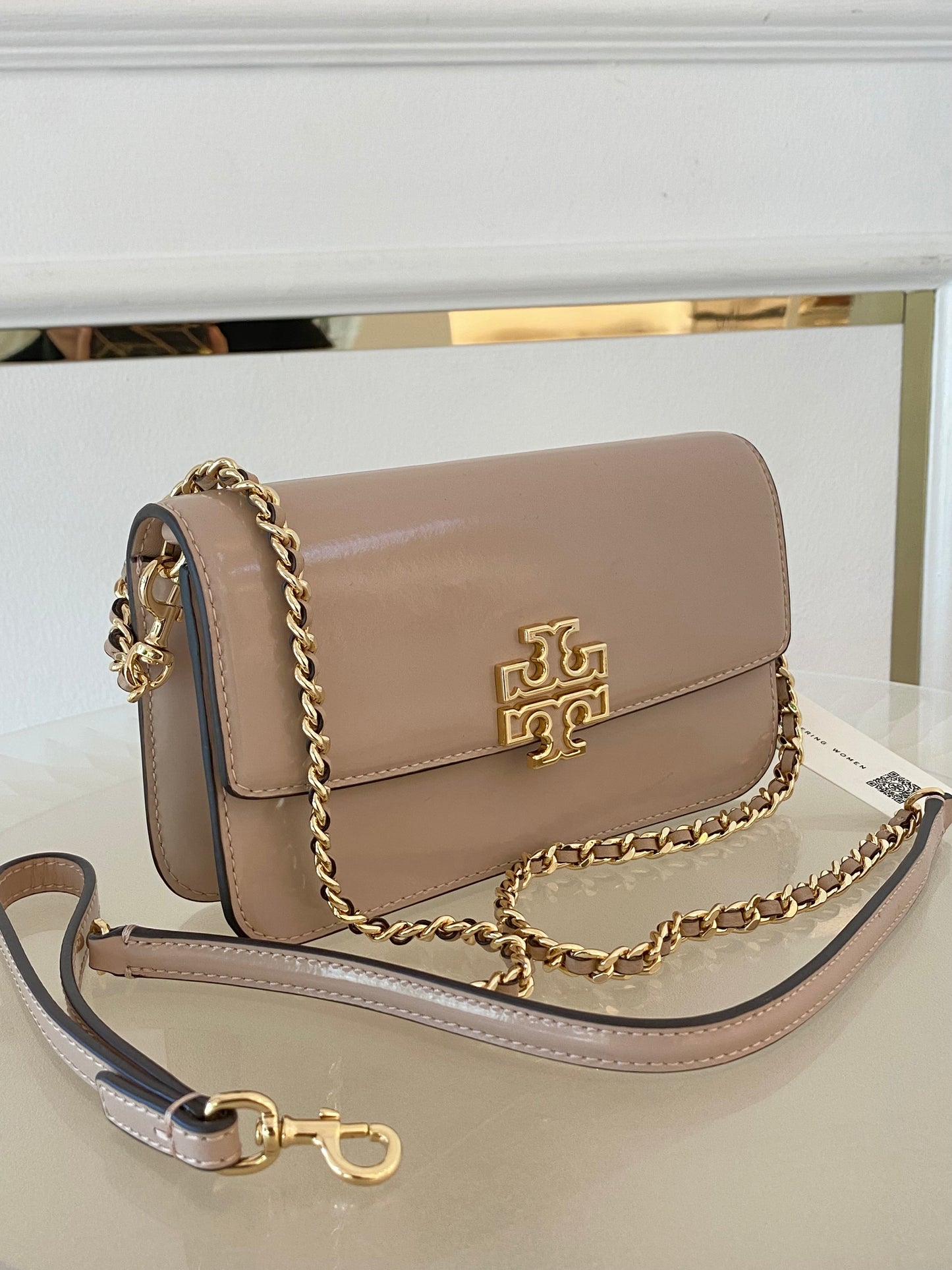 Tory Burch Britten Patent Chain Wallet