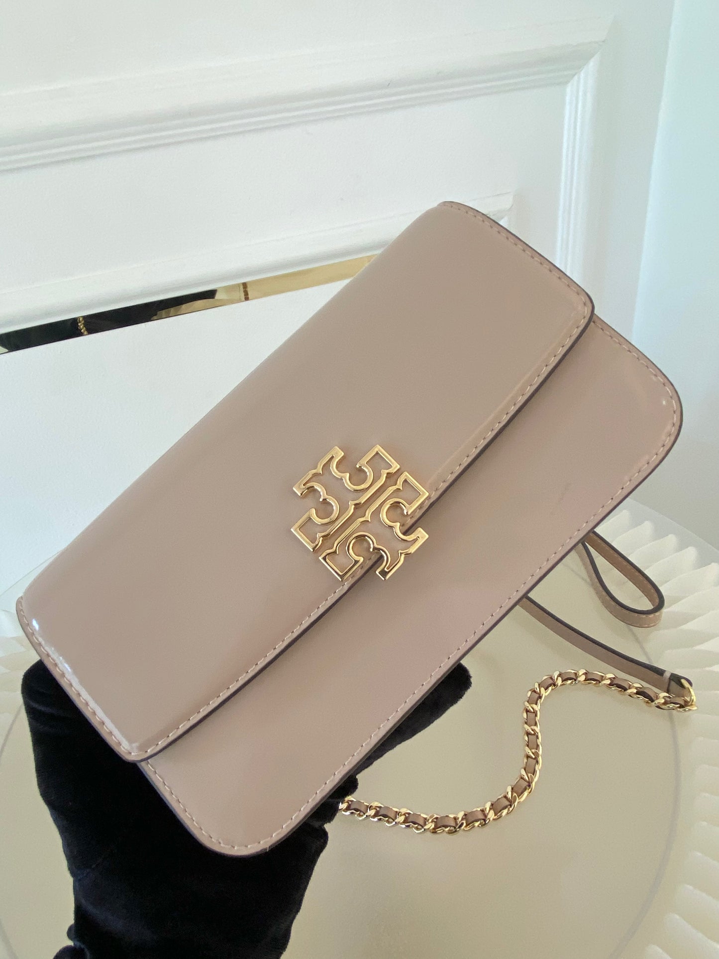 Tory Burch Britten Patent Chain Wallet