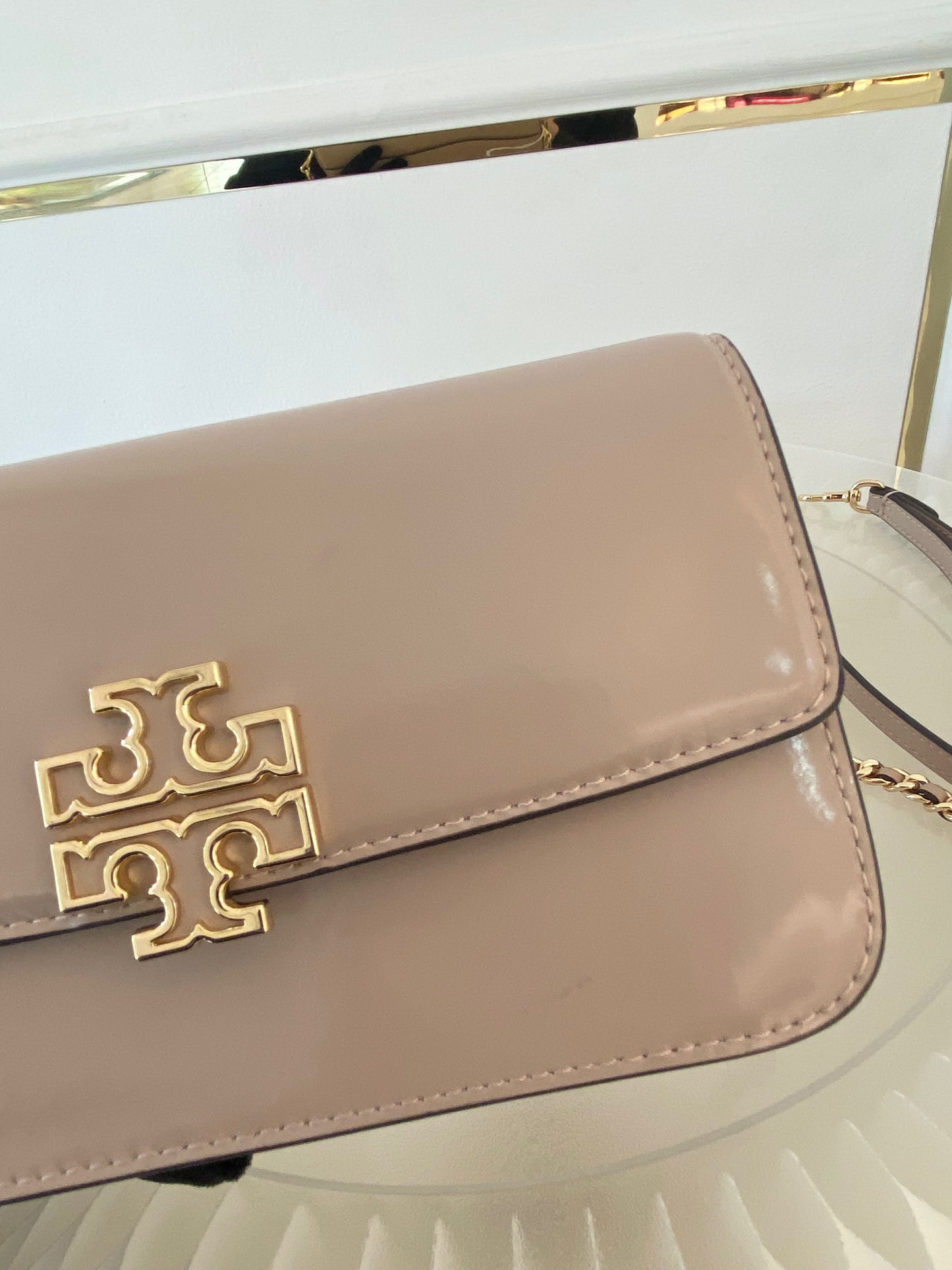 Tory Burch Britten Patent Chain Wallet