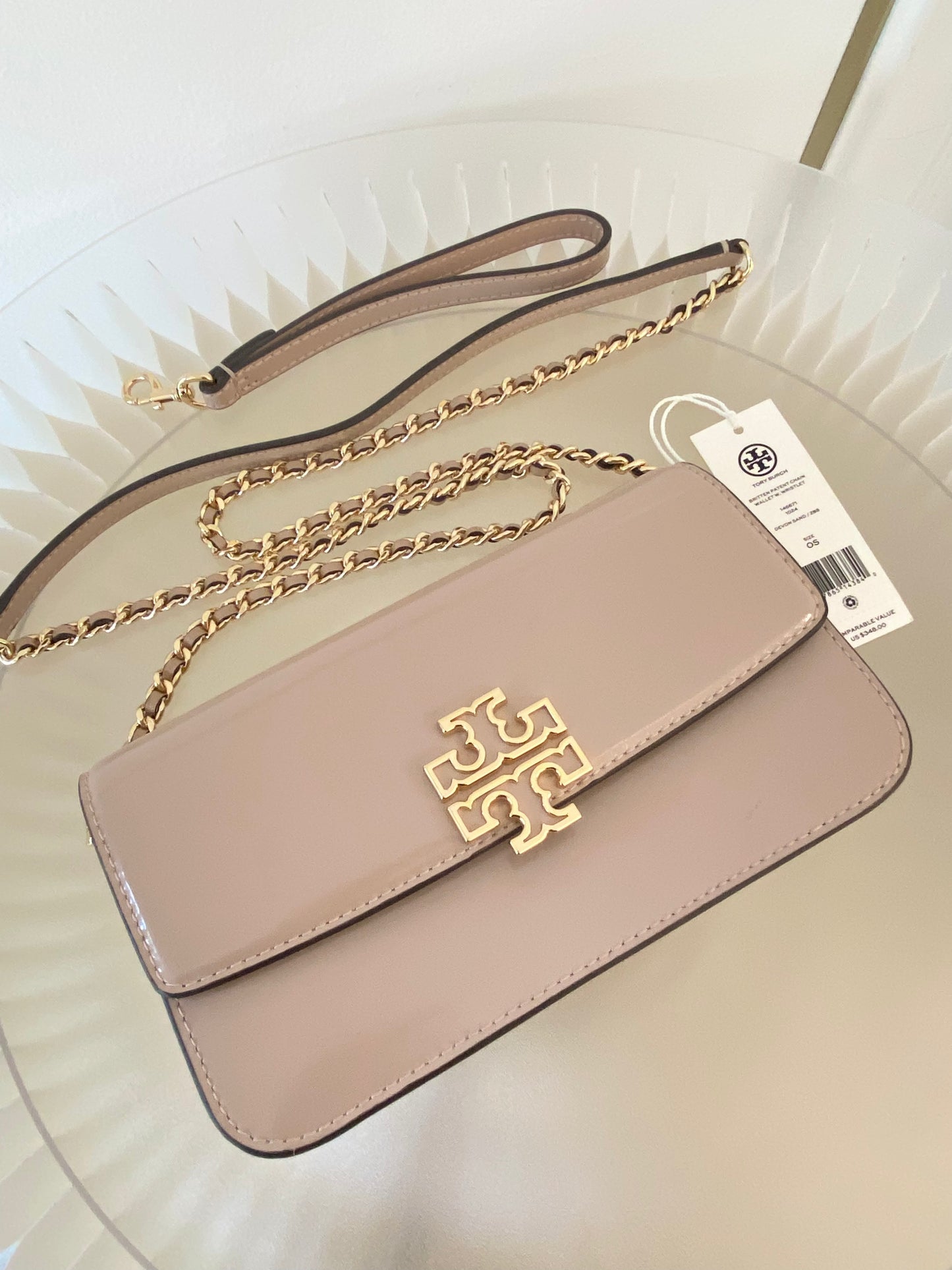 Tory Burch Britten Patent Chain Wallet
