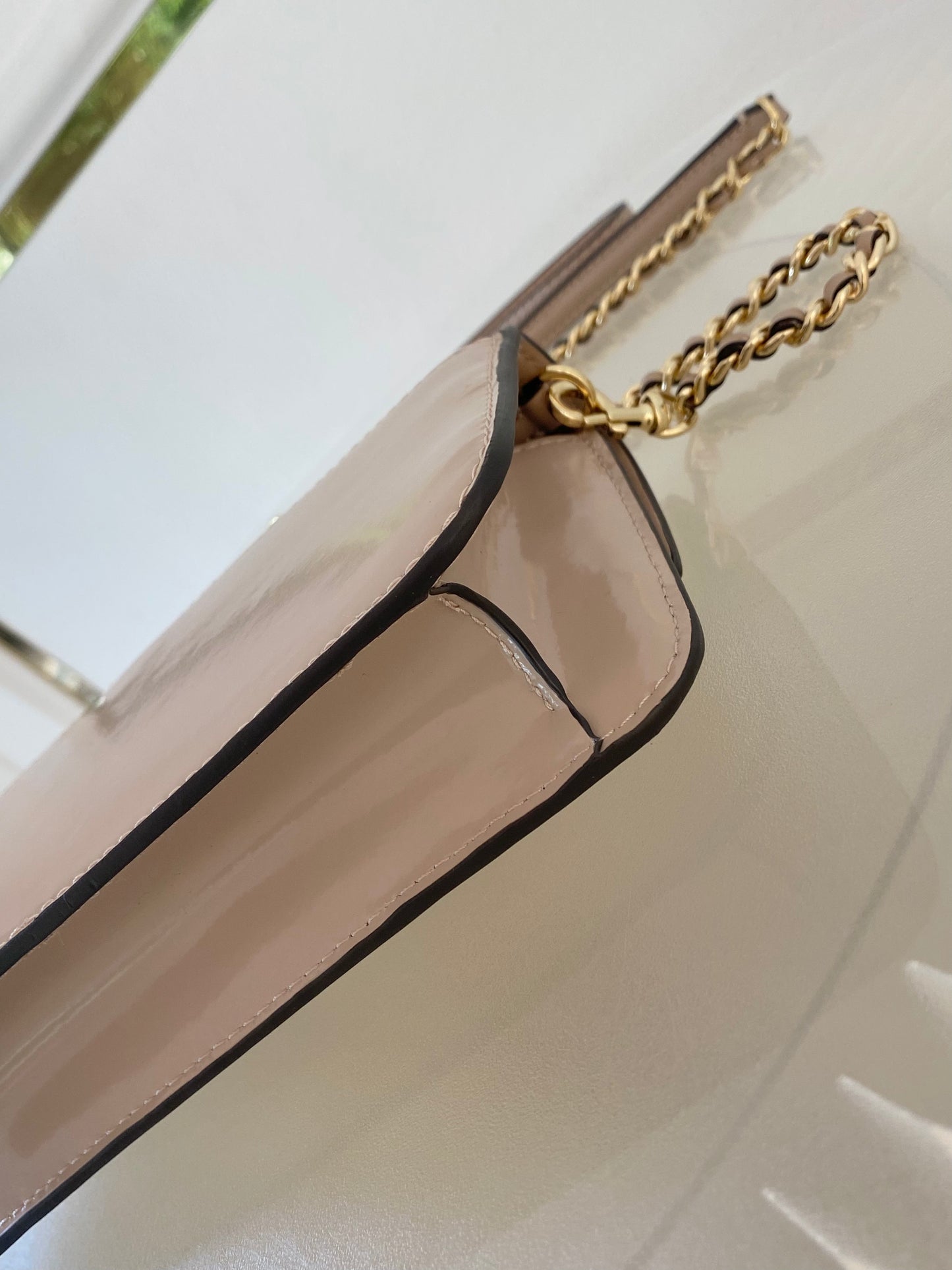Tory Burch Britten Patent Chain Wallet