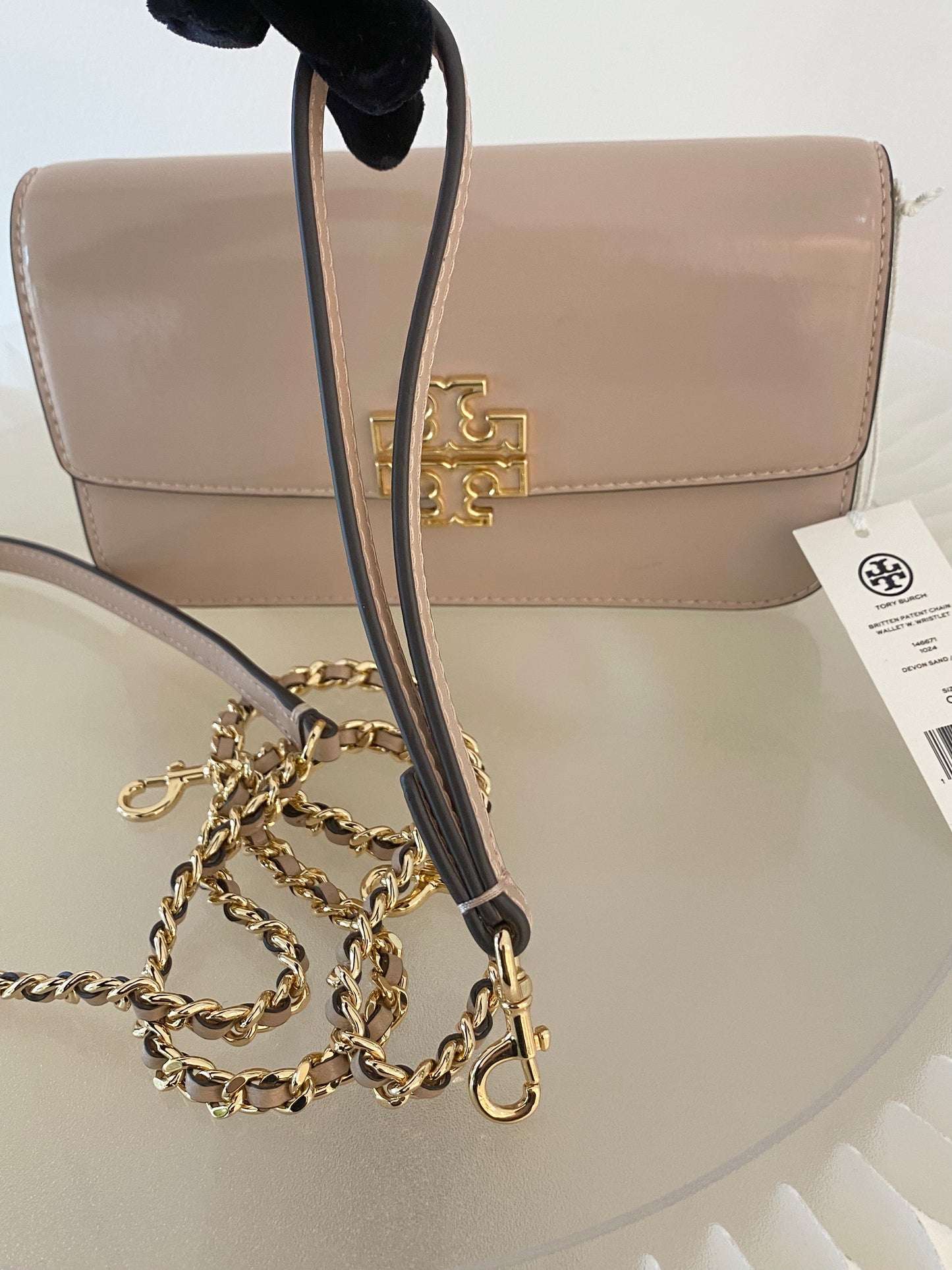 Tory Burch Britten Patent Chain Wallet
