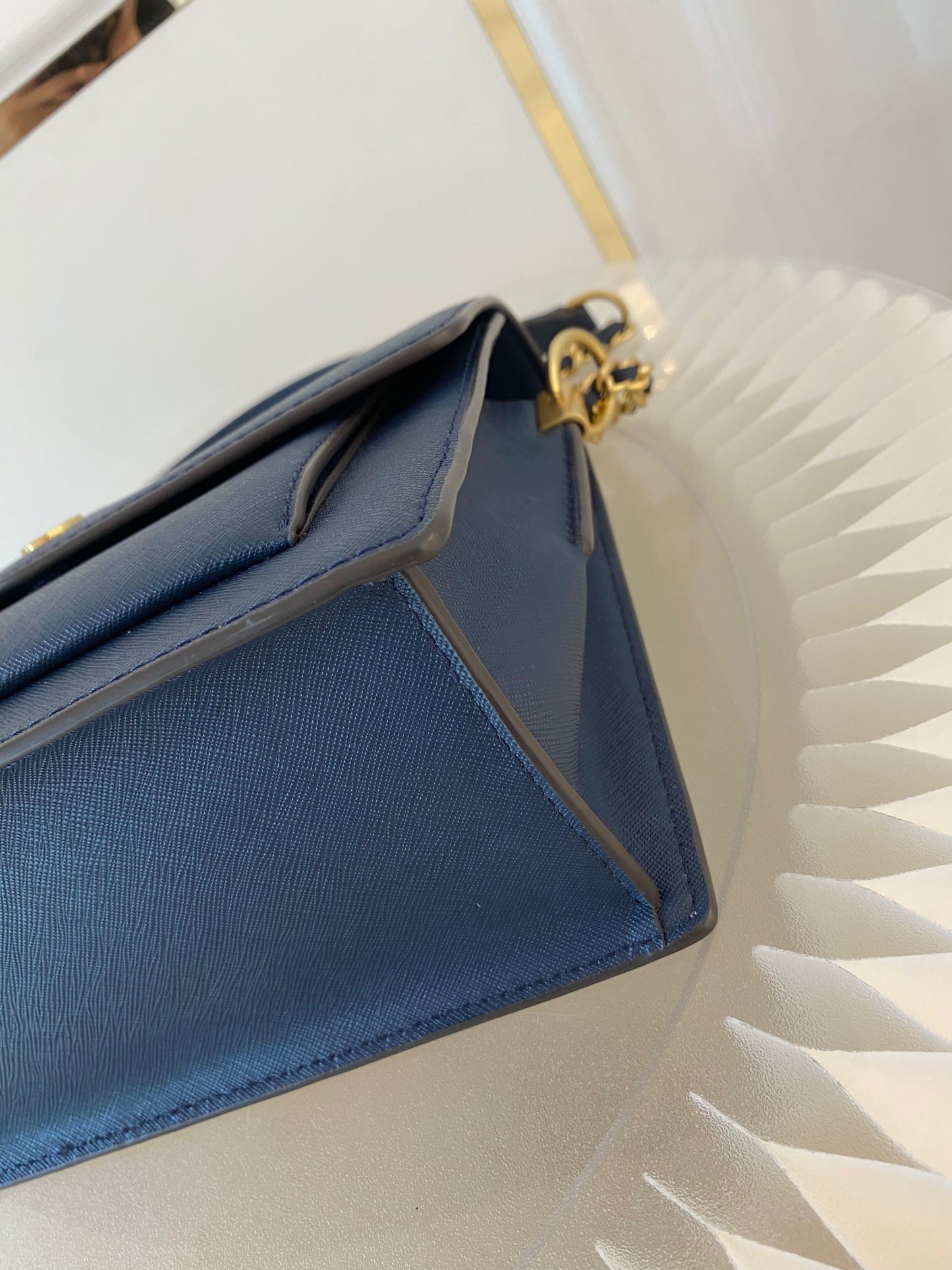 TORY BURCH Robinson Colorblock Double Strap Blue Bag