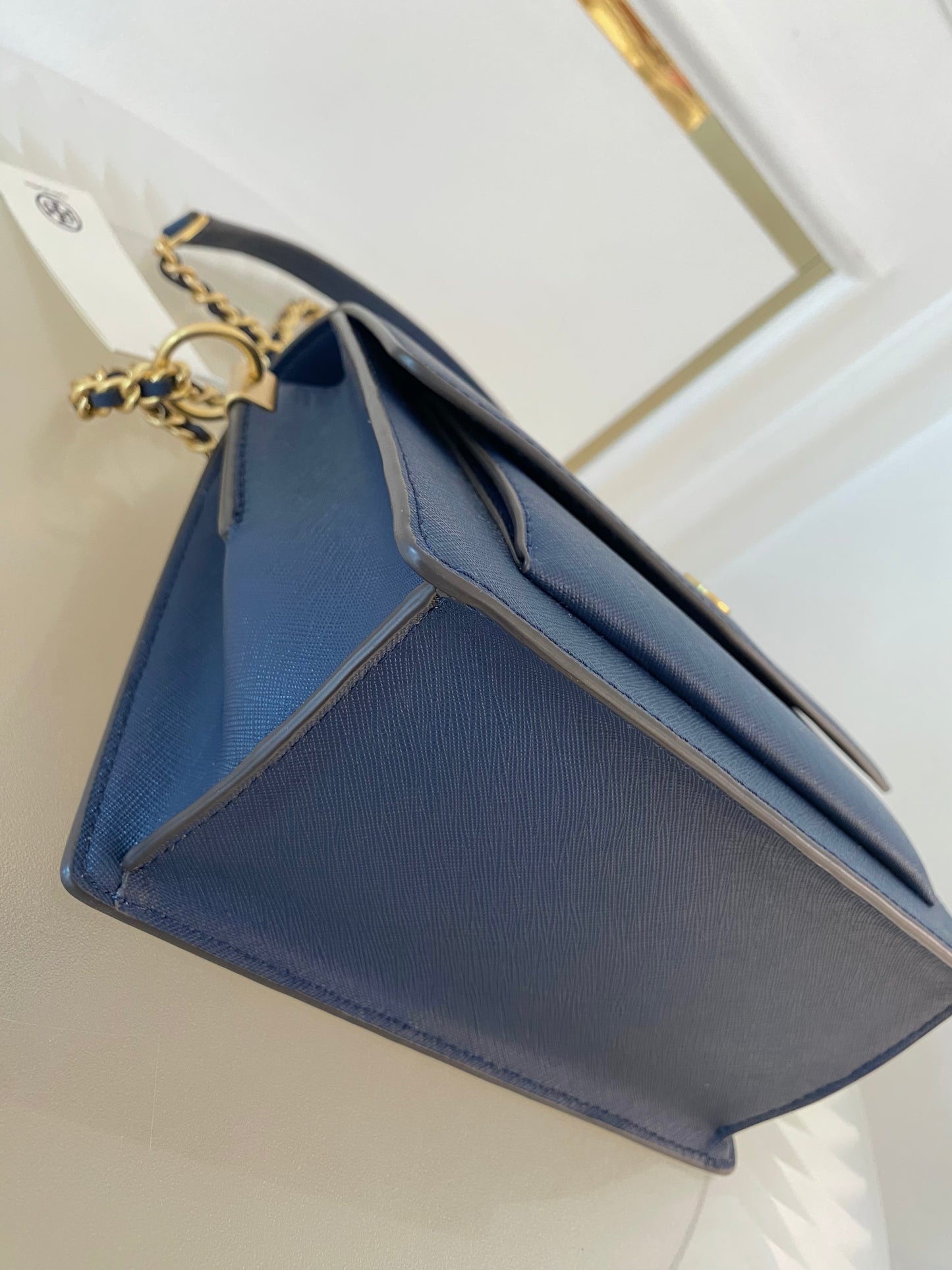 TORY BURCH Robinson Colorblock Double Strap Blue Bag
