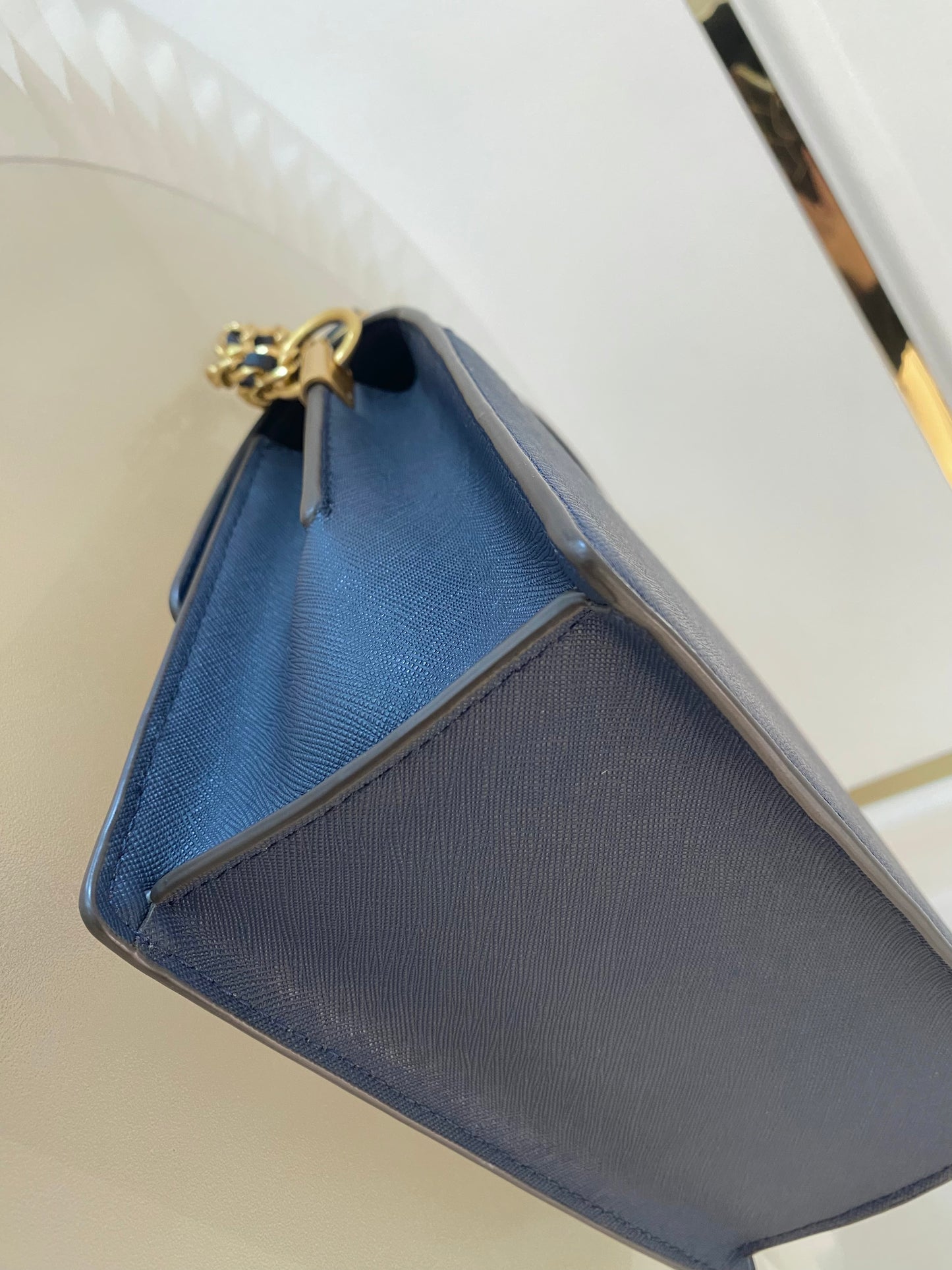 TORY BURCH Robinson Colorblock Double Strap Blue Bag
