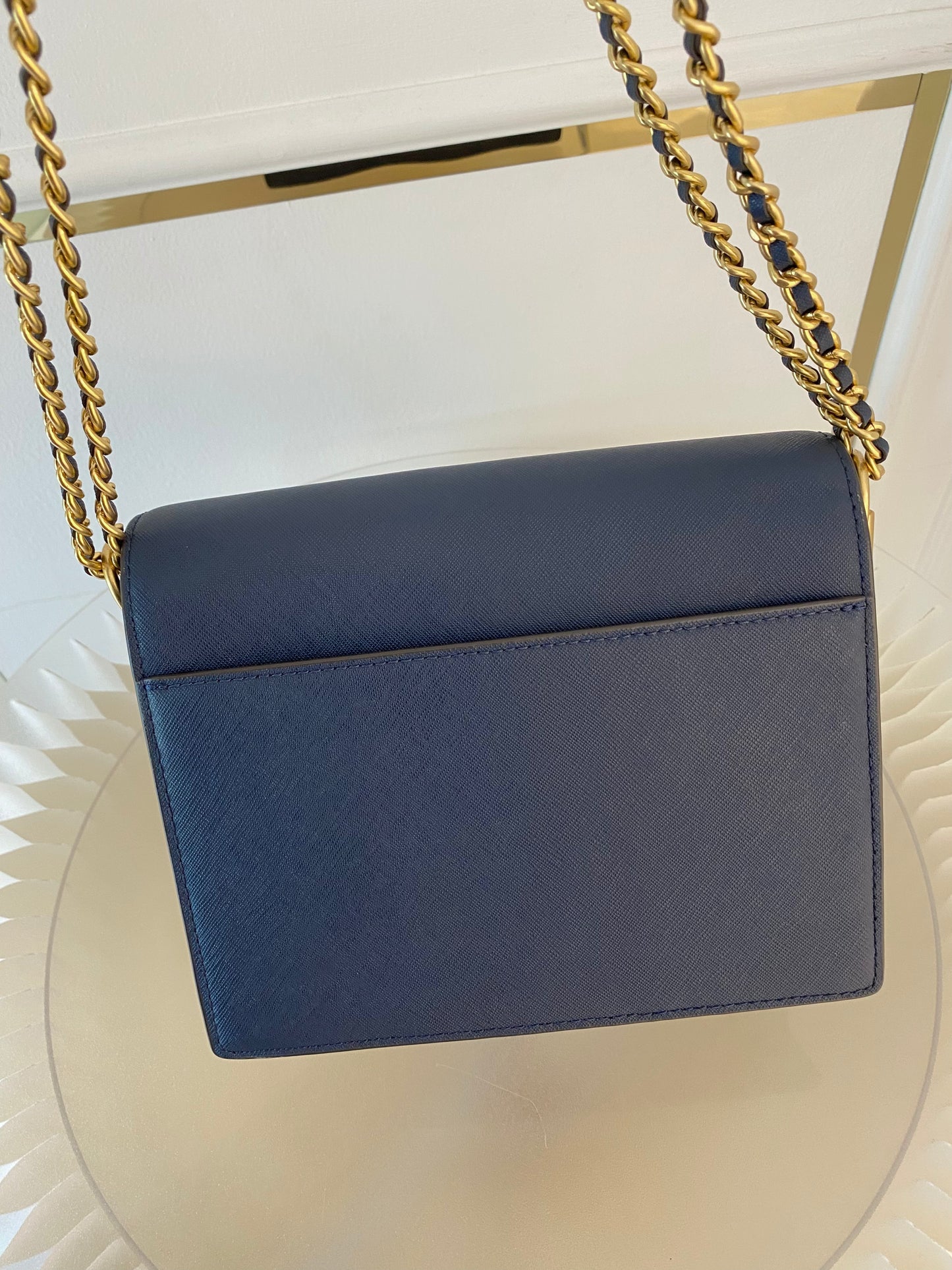 TORY BURCH Robinson Colorblock Double Strap Blue Bag