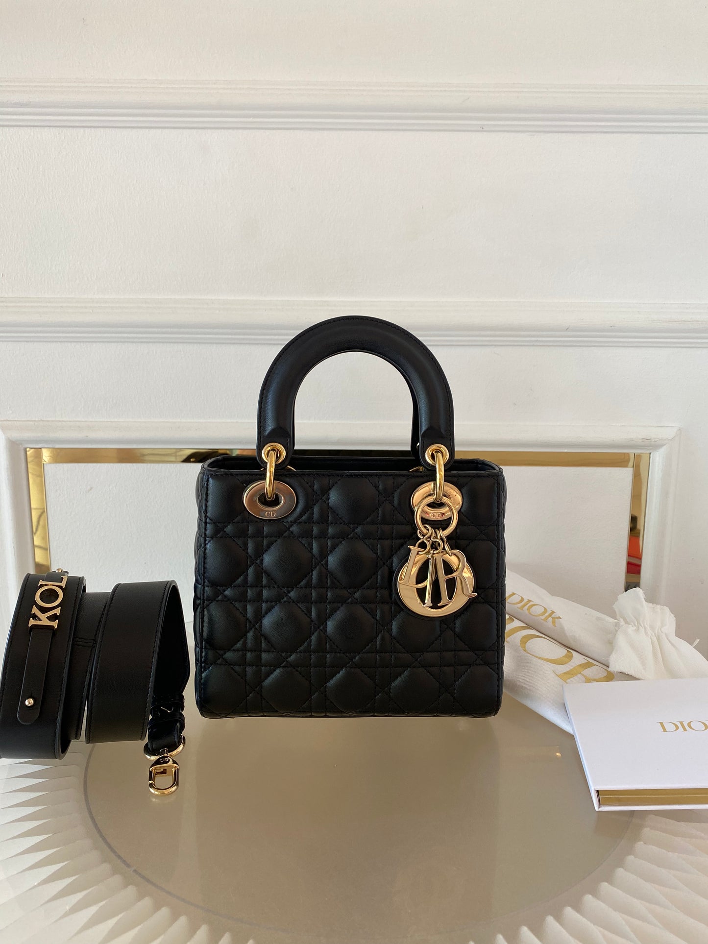 DIOR Lady D Small Black w/ ABC Strap SHW