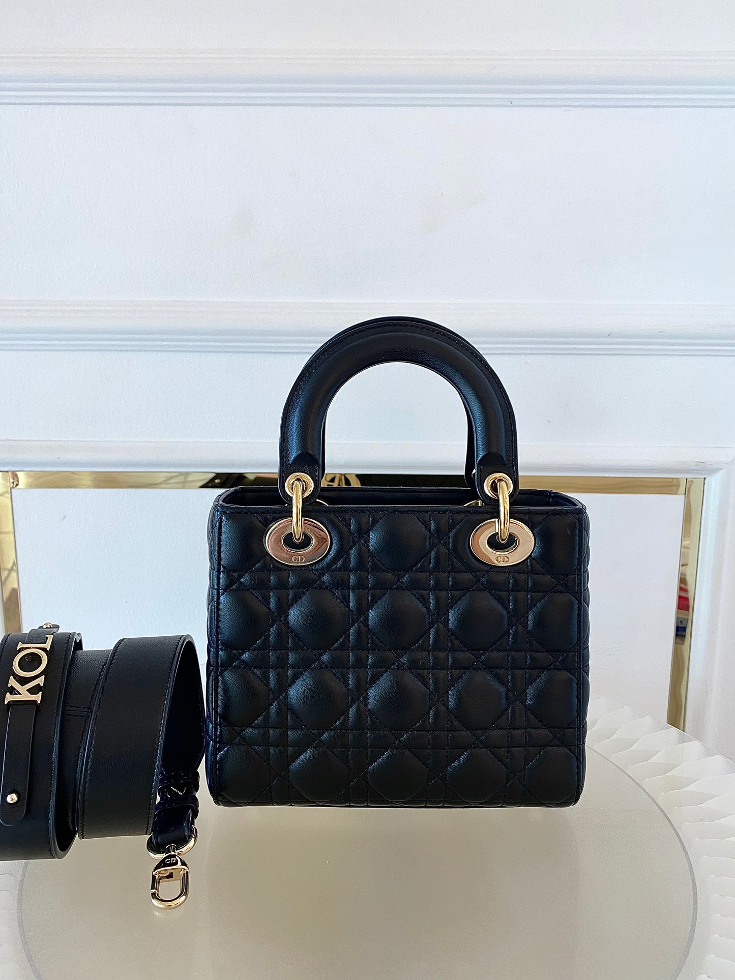 DIOR Lady D Small Black w/ ABC Strap SHW