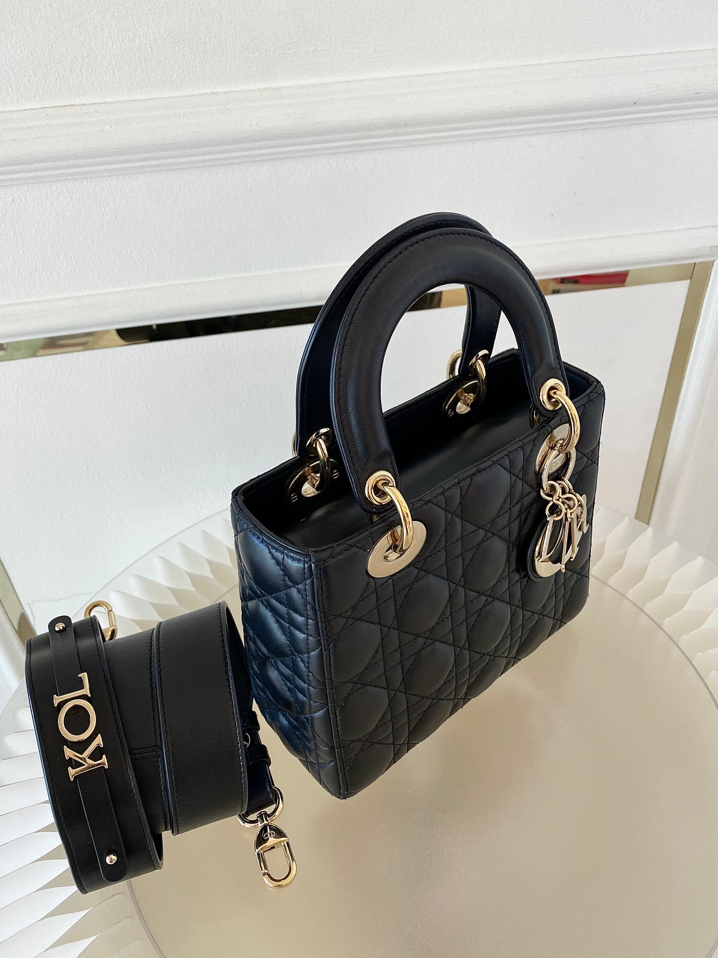 DIOR Lady D Small Black w/ ABC Strap SHW