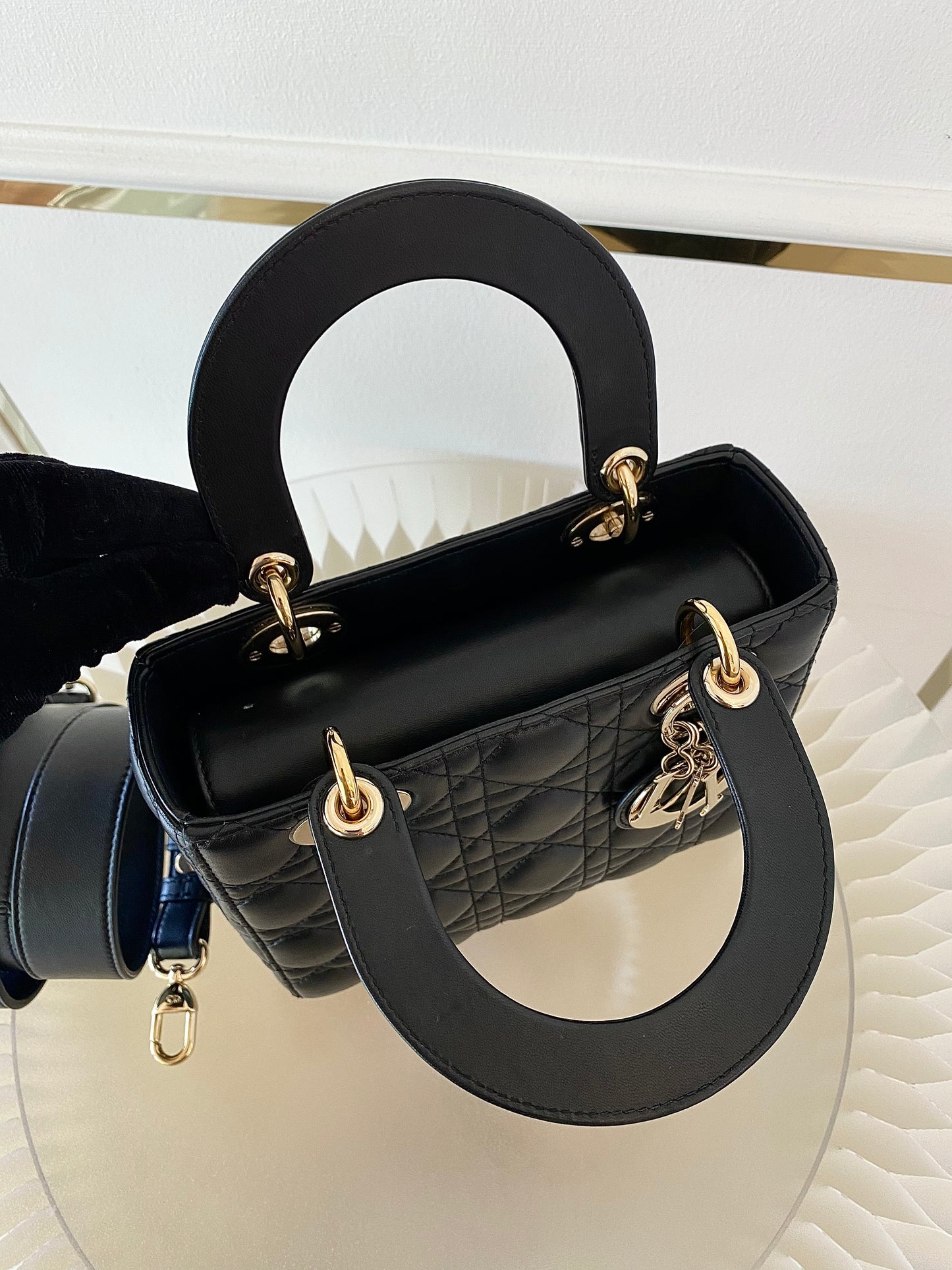 DIOR Lady D Small Black w/ ABC Strap SHW