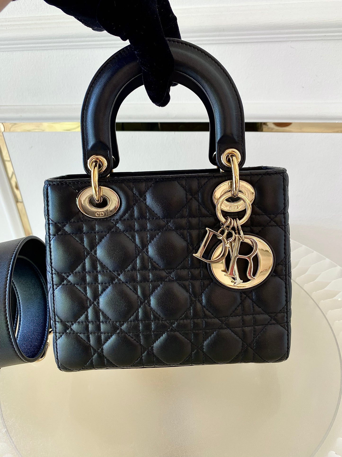 DIOR Lady D Small Black w/ ABC Strap SHW