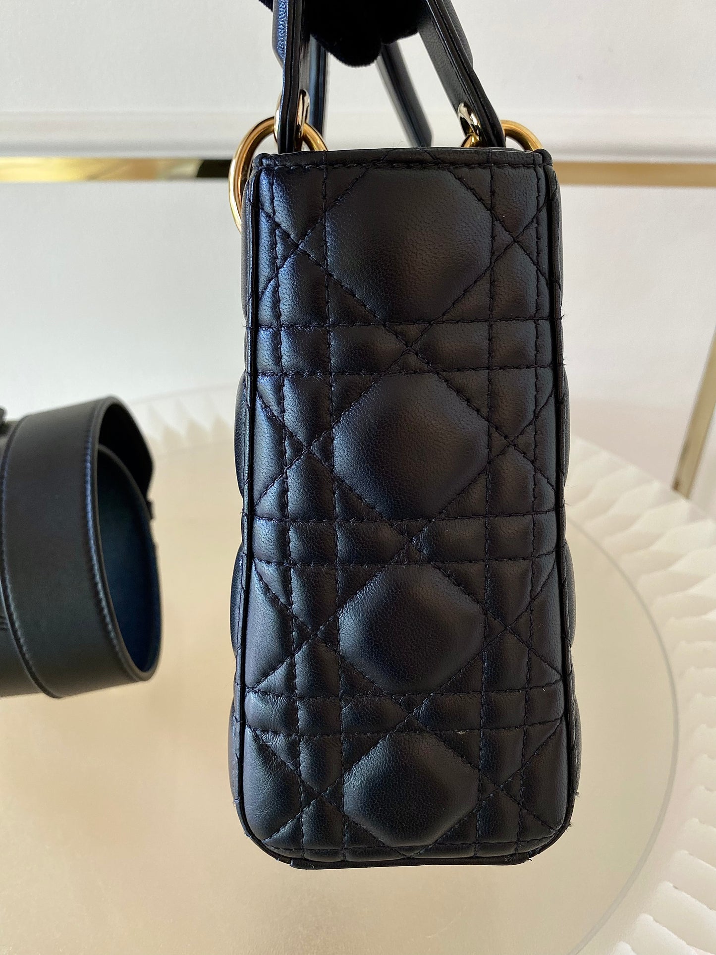 DIOR Lady D Small Black w/ ABC Strap SHW