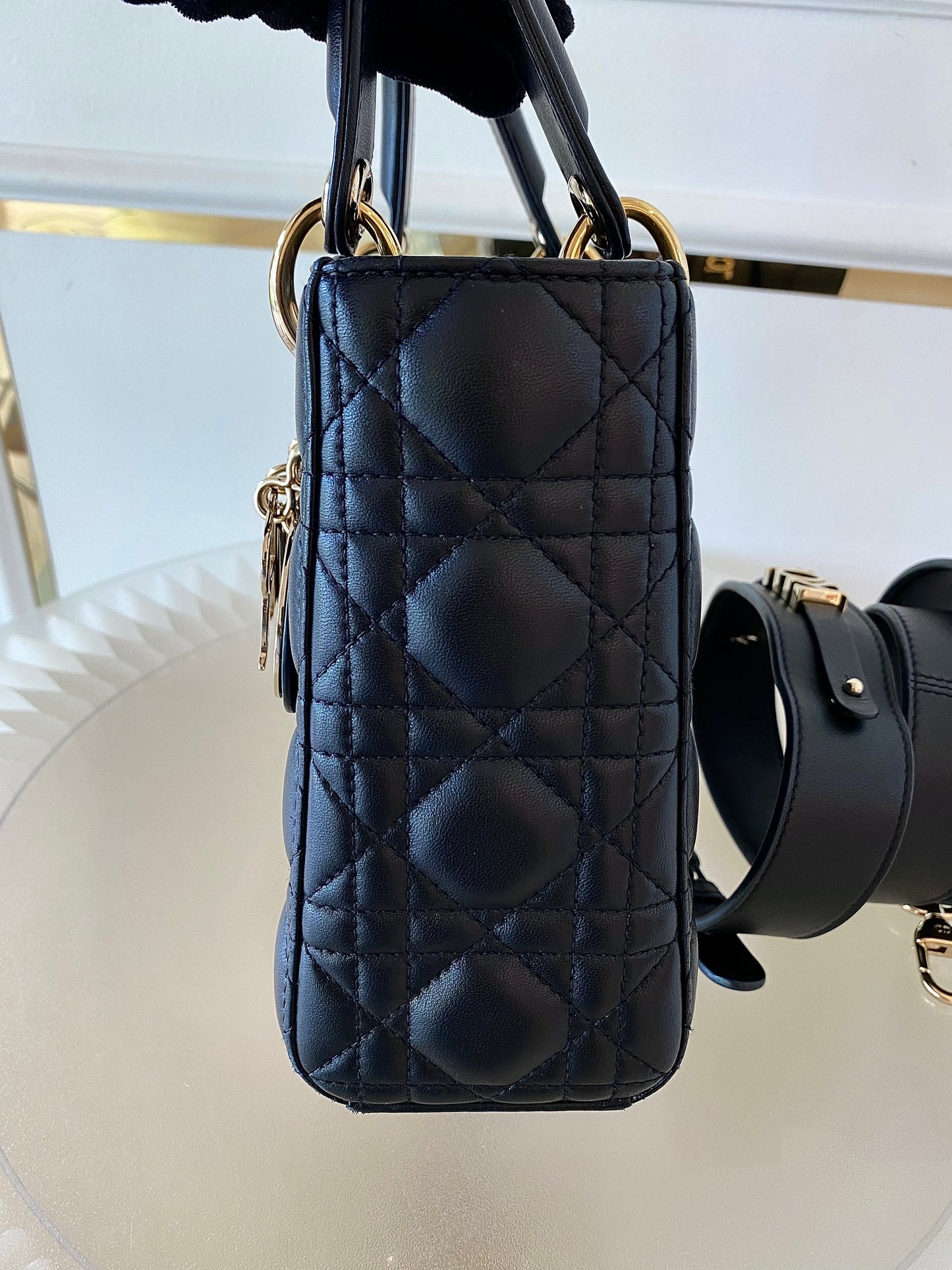 DIOR Lady D Small Black w/ ABC Strap SHW