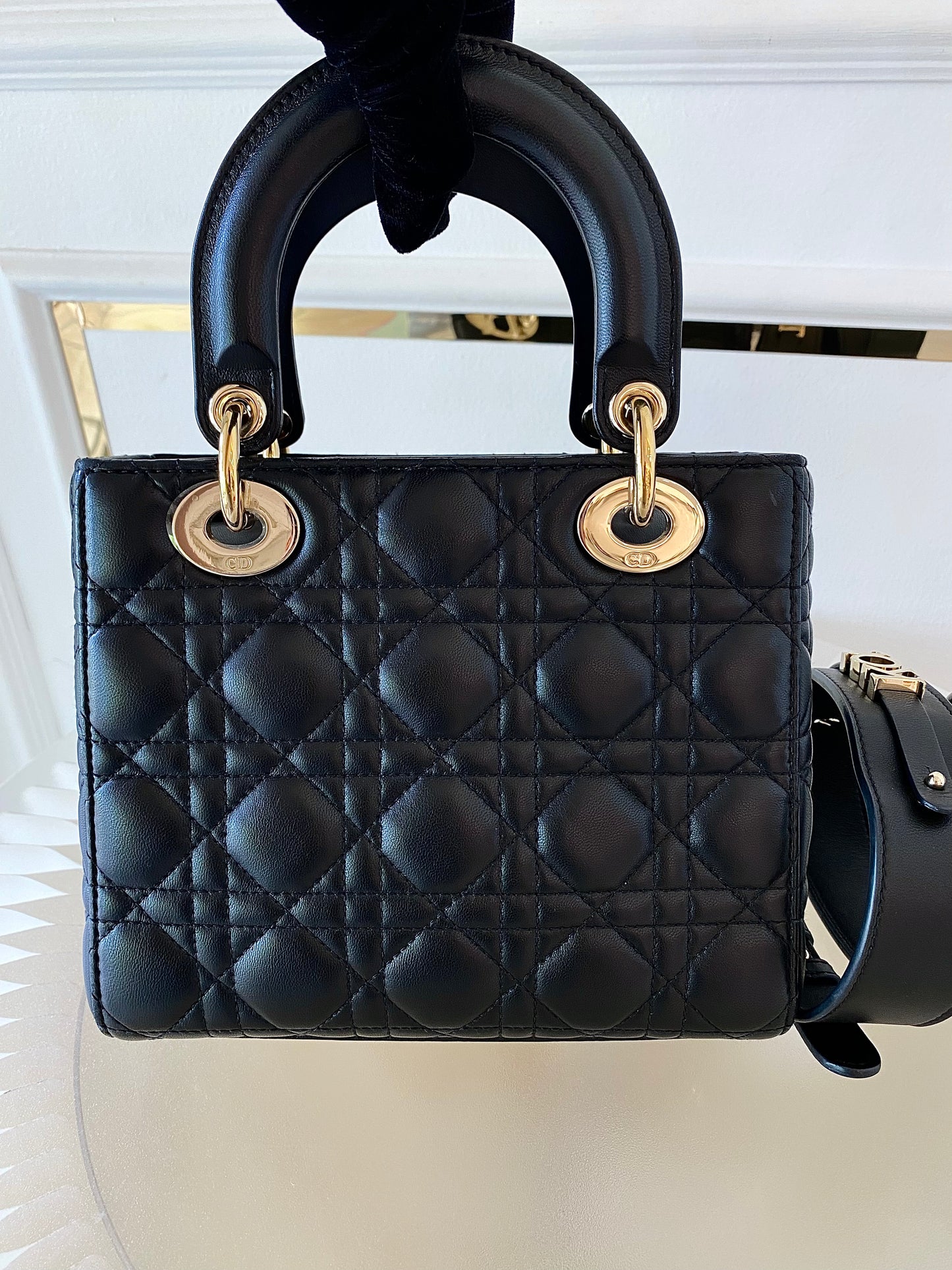 DIOR Lady D Small Black w/ ABC Strap SHW
