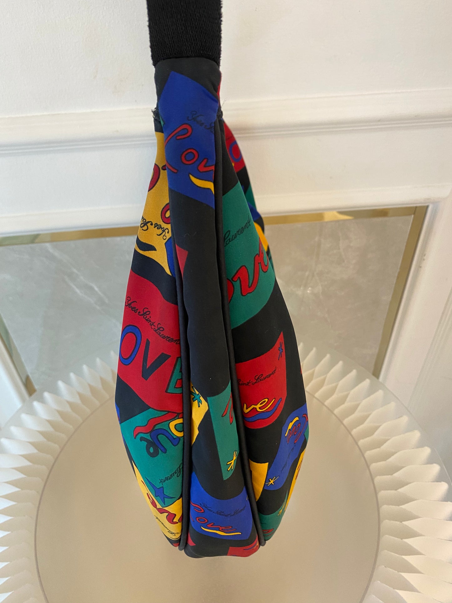 Yves Saint Laurent Vintage “ LOVE “ Print Nylon Canvas Hobo Shoulder Bag