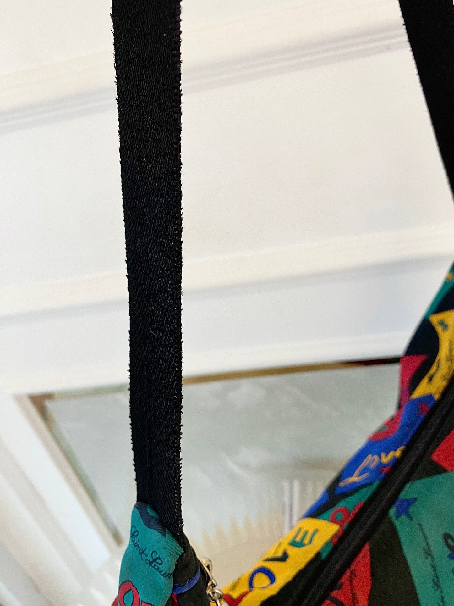 Yves Saint Laurent Vintage “ LOVE “ Print Nylon Canvas Hobo Shoulder Bag