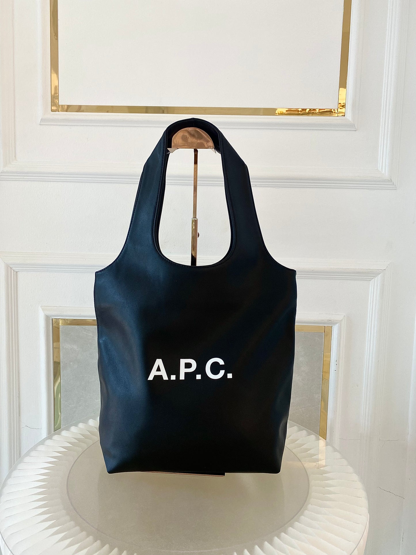 A.P.C Small Ninon Black Leather Tote Bag