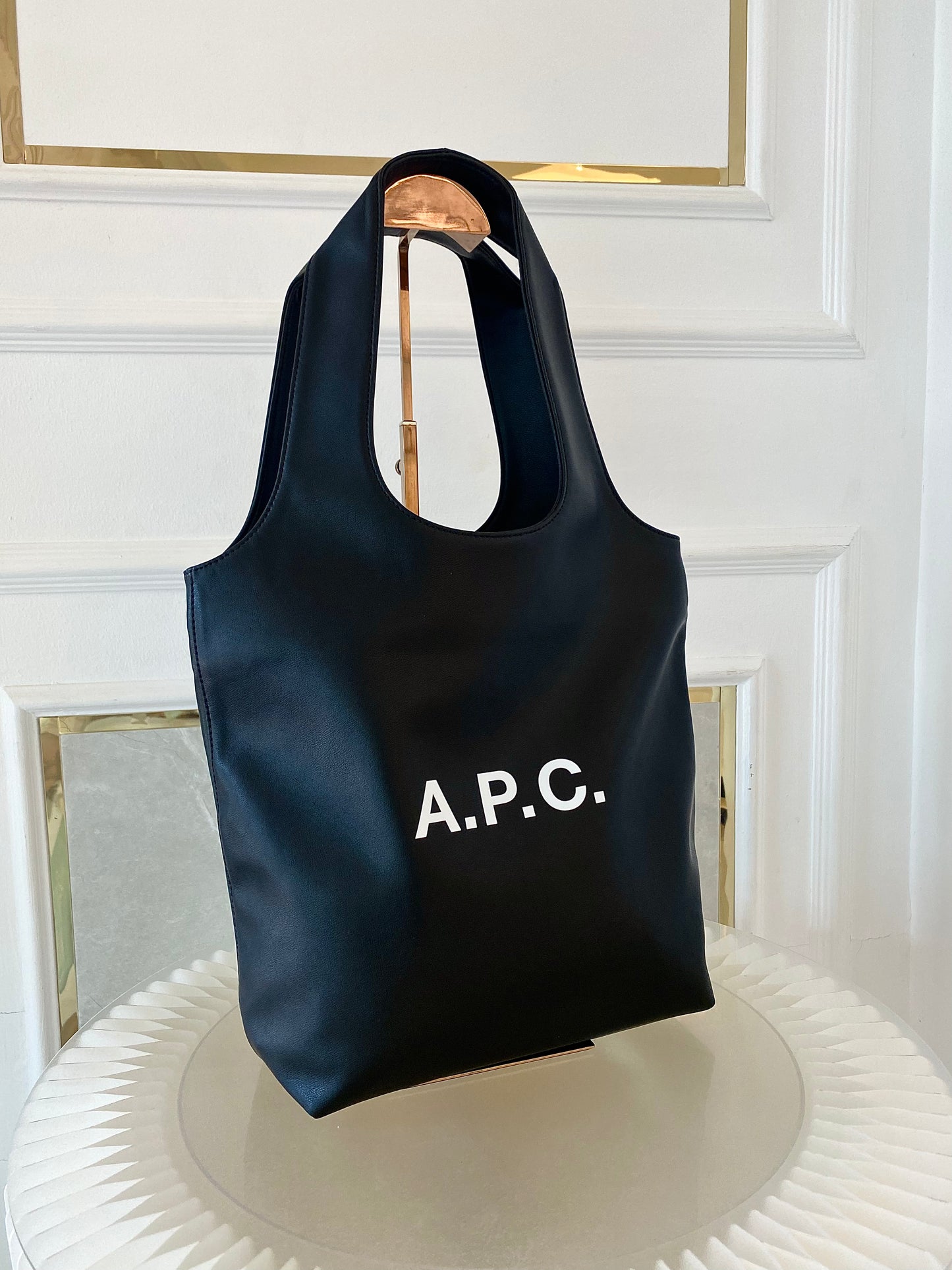A.P.C Small Ninon Black Leather Tote Bag
