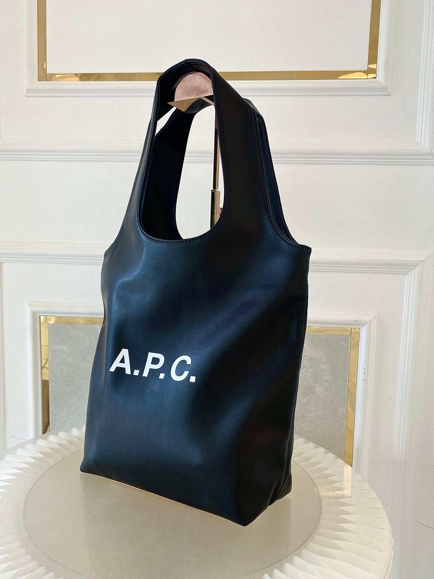 A.P.C Small Ninon Black Leather Tote Bag
