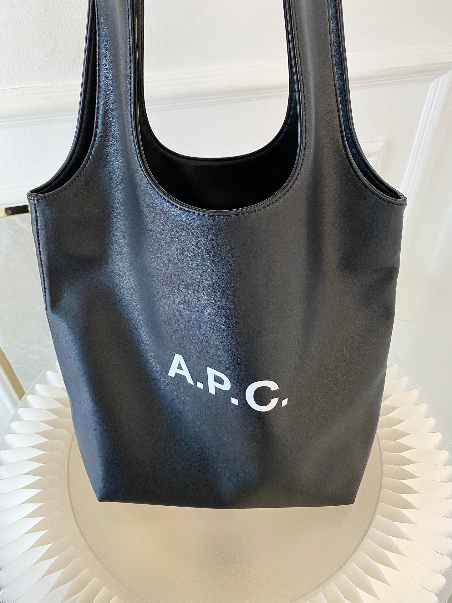 A.P.C Small Ninon Black Leather Tote Bag
