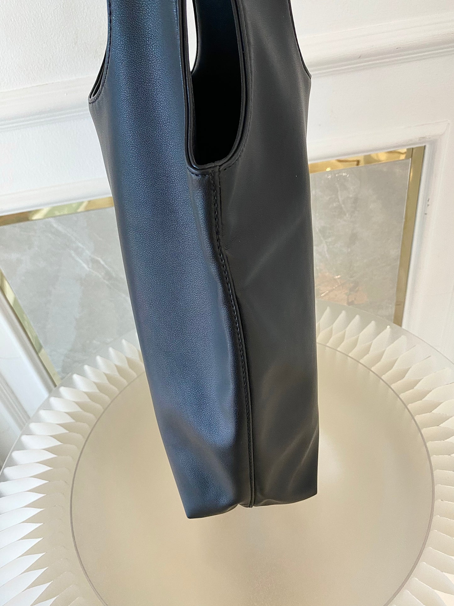 A.P.C Small Ninon Black Leather Tote Bag