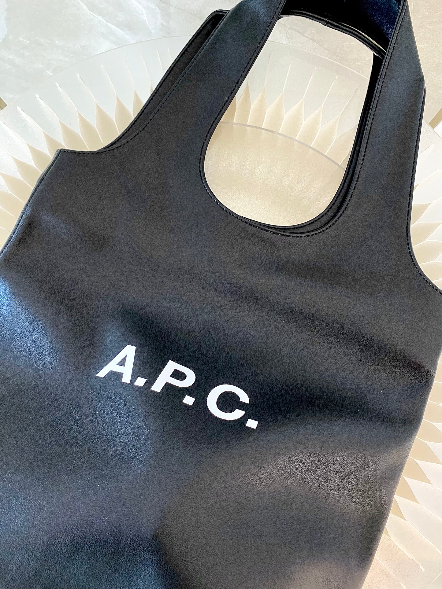 A.P.C Small Ninon Black Leather Tote Bag