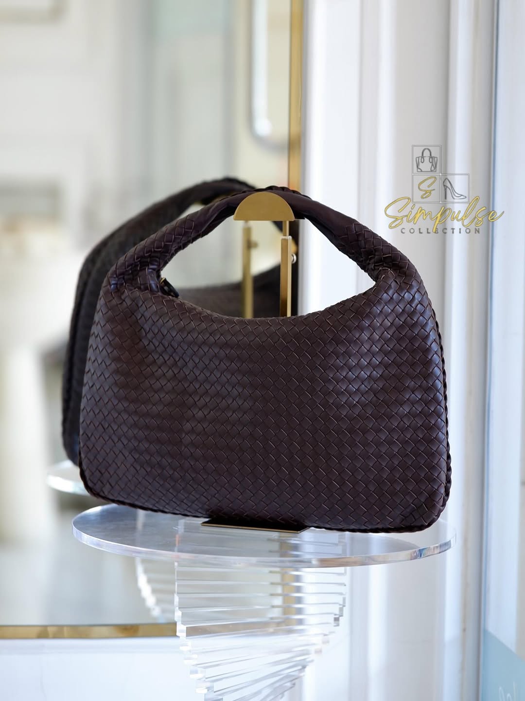 BOTTEGA VENETA Dark Brown Intrecciato Leather Woven Hobo Bag