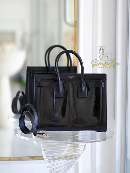 YVES SAINT LAURENT Black Patent Leather Sac De Jour