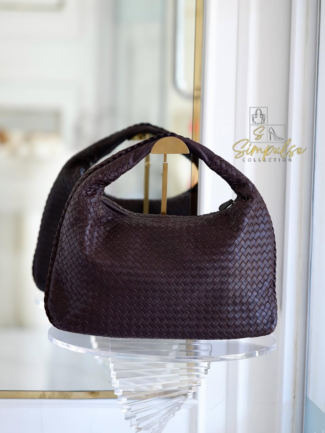 BOTTEGA VENETA Dark Brown Intrecciato Leather Woven Hobo Bag