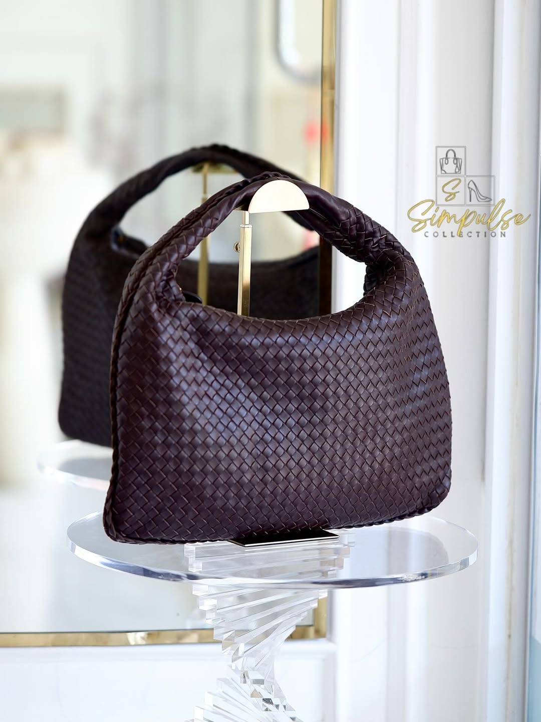 BOTTEGA VENETA Dark Brown Intrecciato Leather Woven Hobo Bag