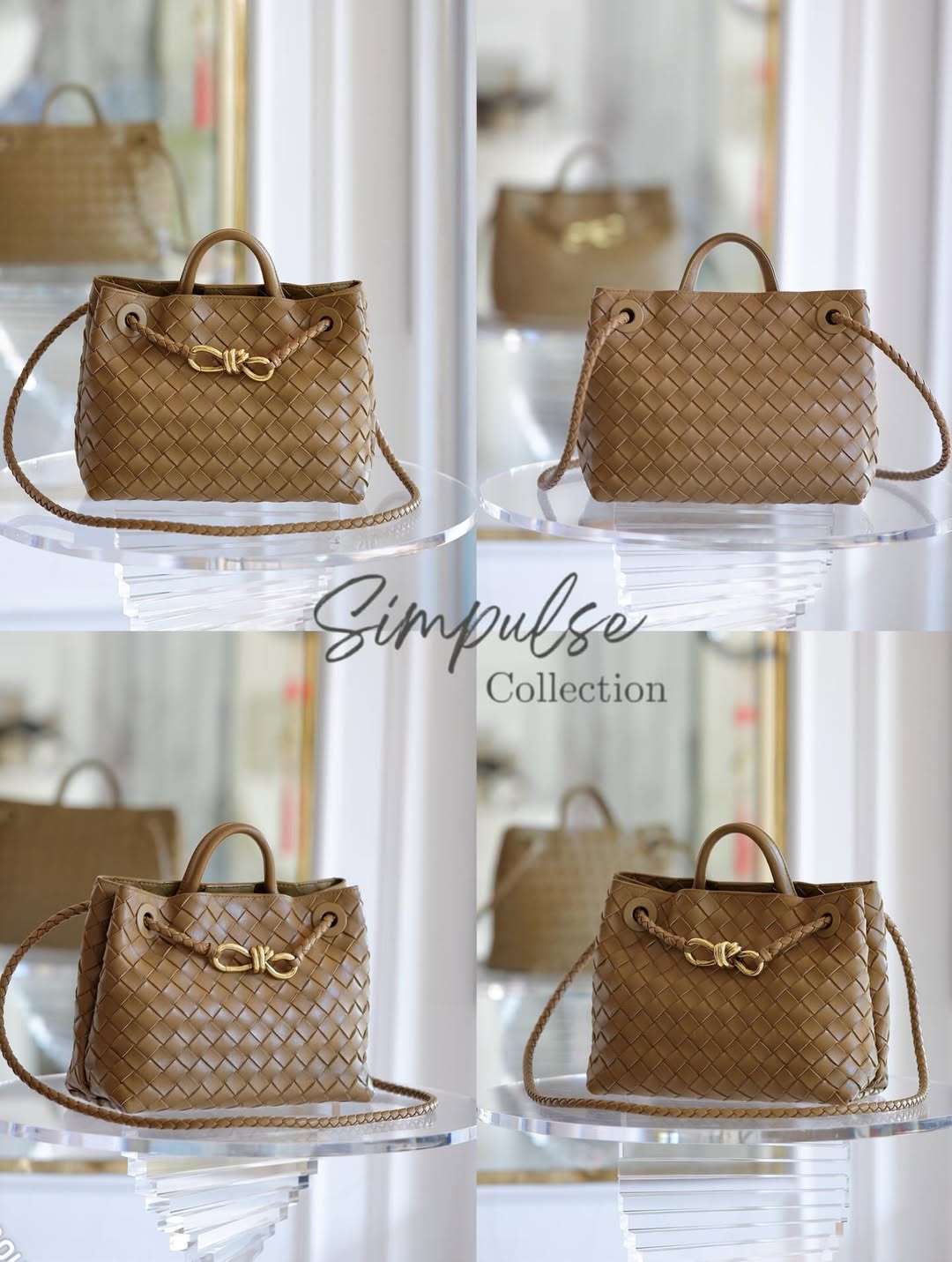 Bottega Veneta Small Andiamo Bag in a  Travertine Woven Leather