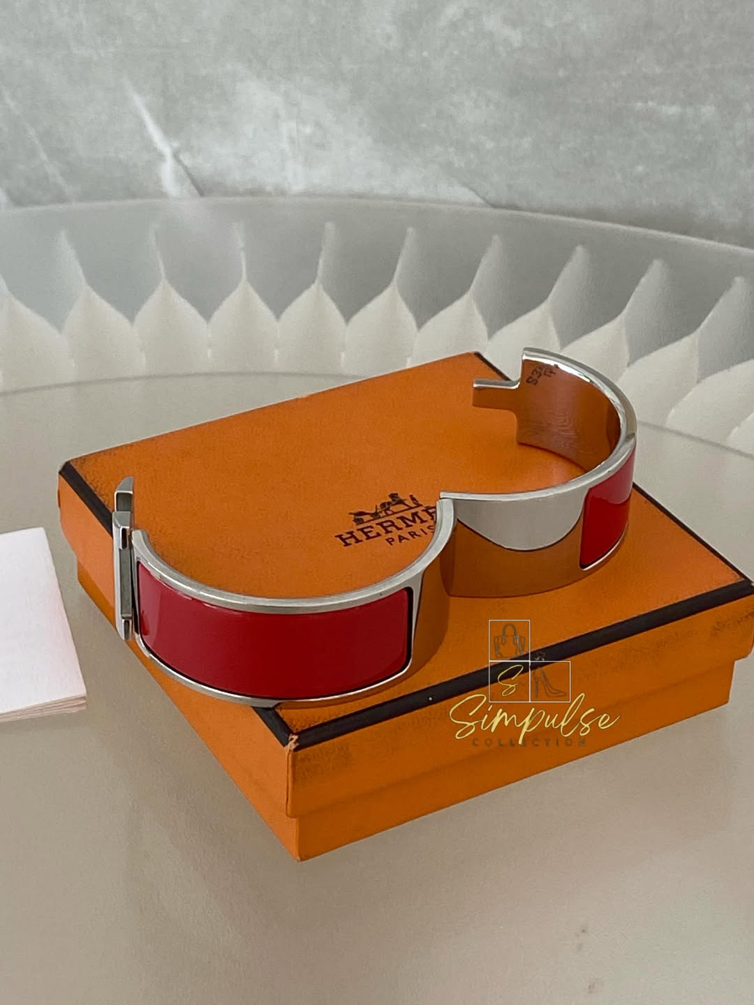 HERMES Clic Clac Wide Pm Size Red Enamel PHW
