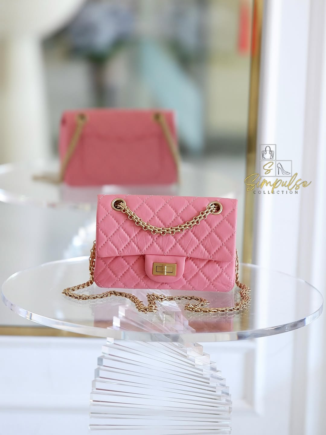 CHANEL Mini 2.55 Reissue Pink Flap Bag GHW