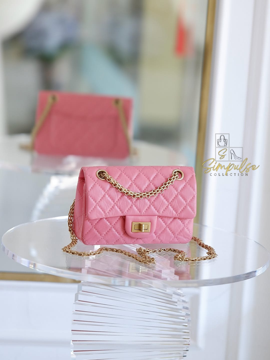 CHANEL Mini 2.55 Reissue Pink Flap Bag GHW