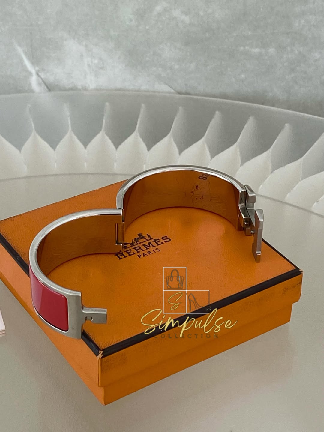 HERMES Clic Clac Wide Pm Size Red Enamel PHW