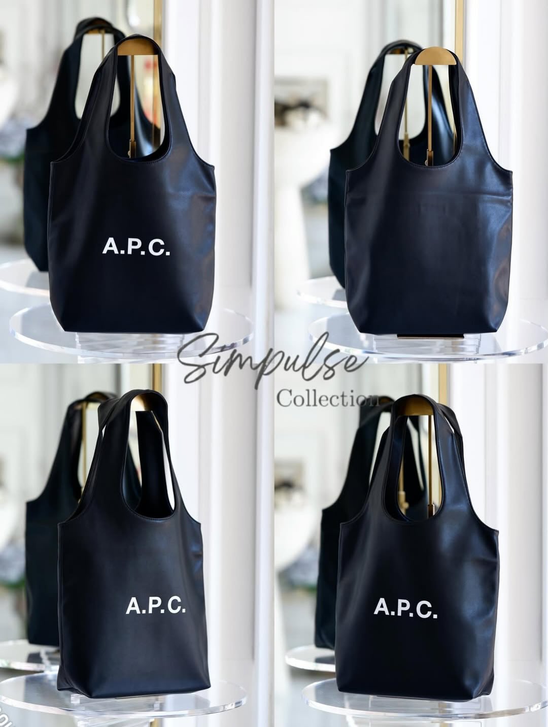 A.P.C Small Ninon Black Leather Tote Bag