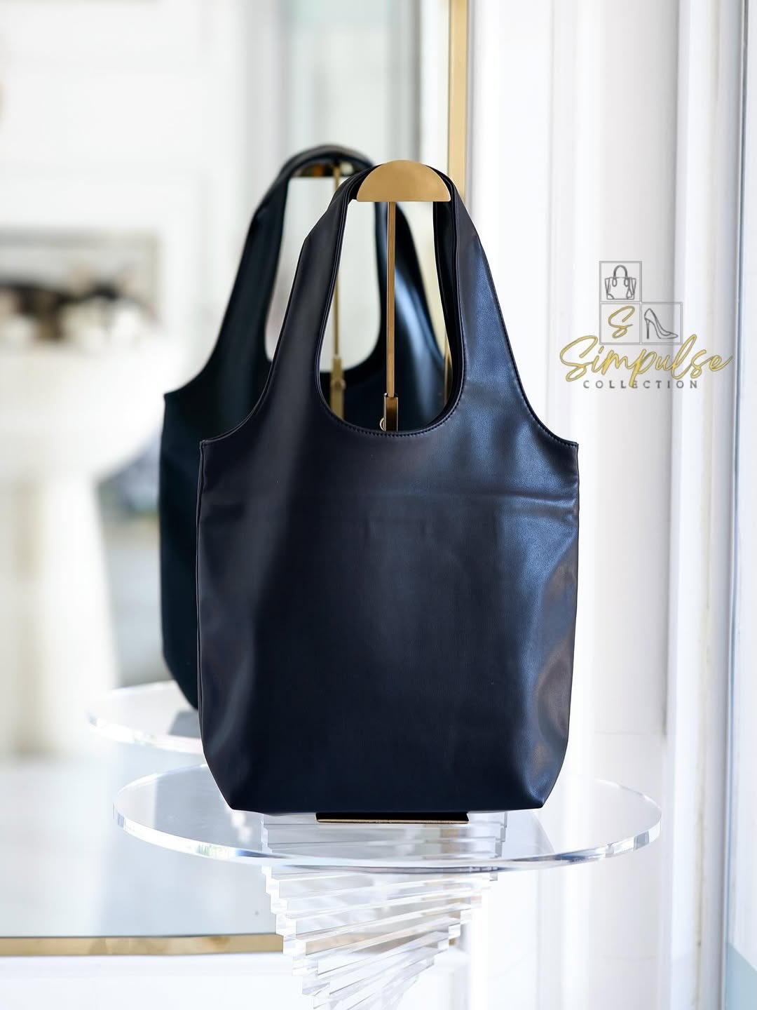 A.P.C Small Ninon Black Leather Tote Bag